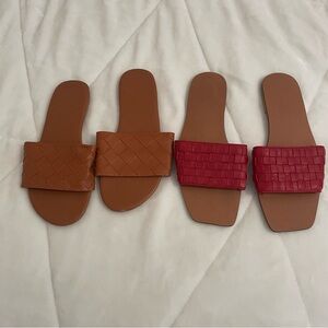 Leather slide sandal set